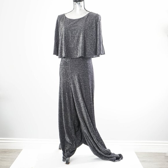 NWT CONNECTED APPAREL PLUS CAPE METALLIC JUMPSUIT - sz 18 - Picture 1 of 5